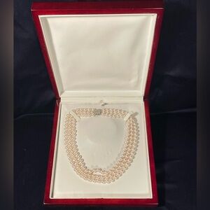 TRIPLE STRAND PEARL NECKLACE 14K white gold clasp from Premium Pearl, never worn